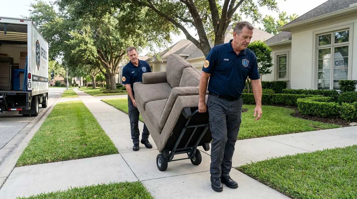Local residential moving crew loading furniture in Glens Falls, NY