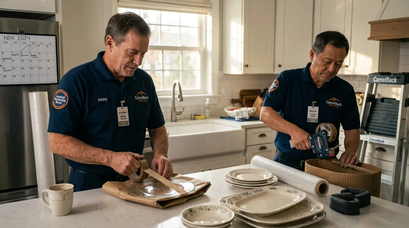 Professional crew packing kitchen dishware in Glens Falls, NY